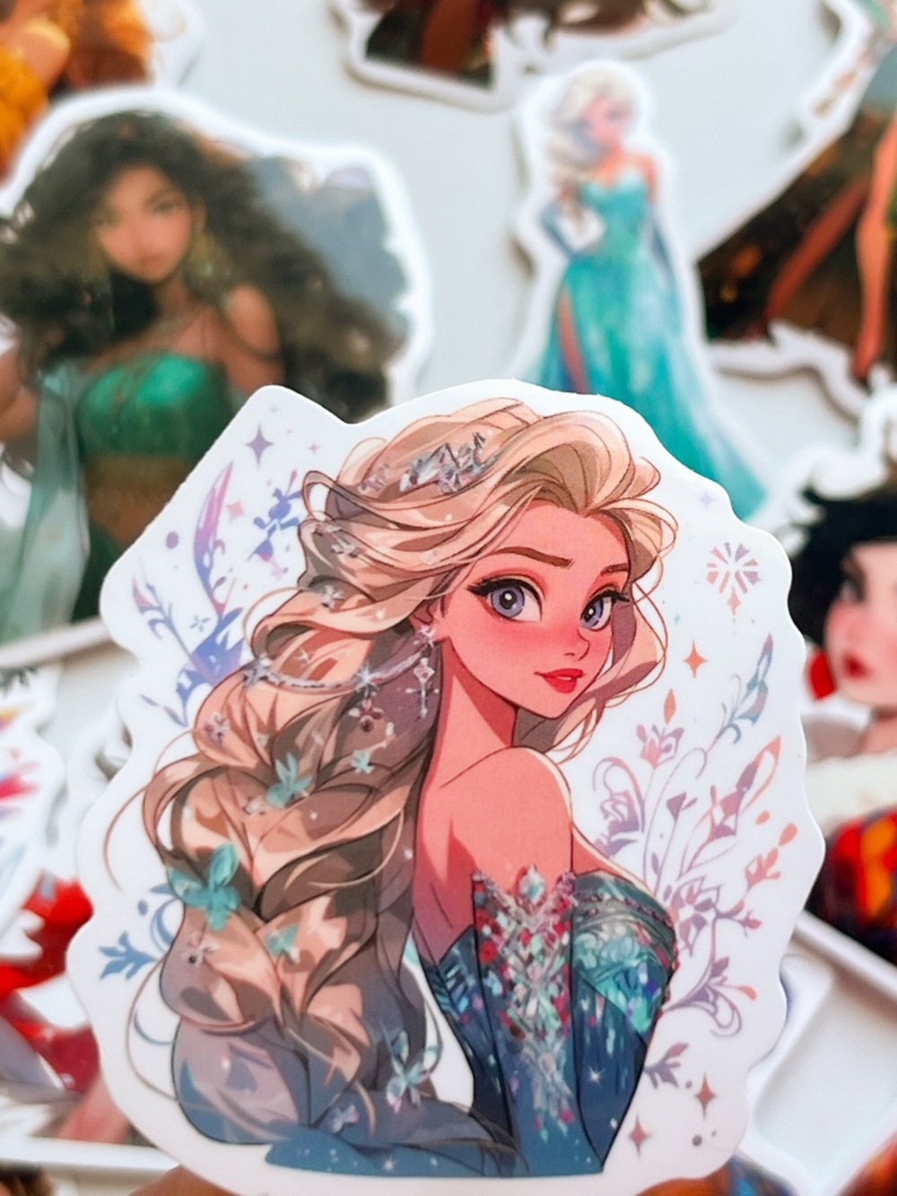 Disney Princess Stickers Frozen Elsa Beauty & Beast Belle Snow White Anime Manga